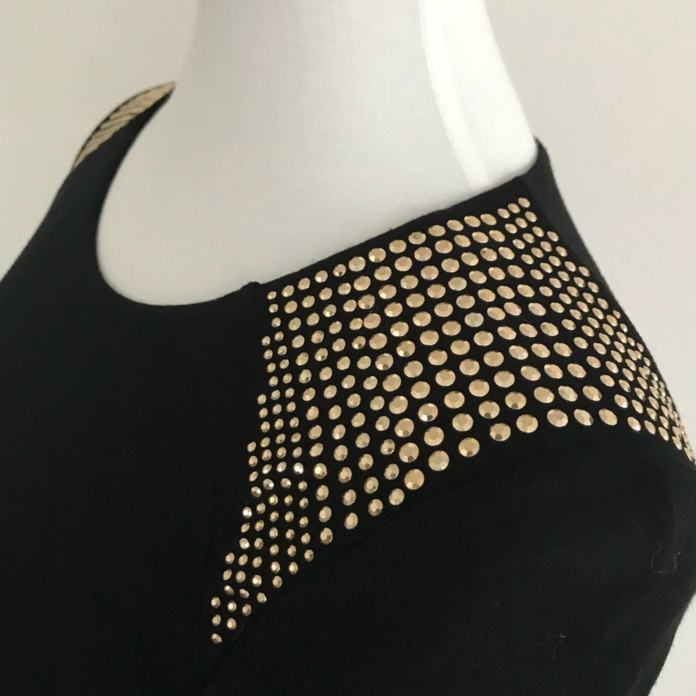 ❄️NWT VINCE CAMUTO GOLD DETAIL BLACK DRESS - Picture 2 of 7